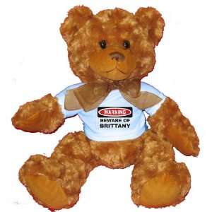  Warning Beware of Brittany Plush Teddy Bear with BLUE T 