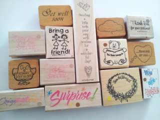   153 Rubber Stamps VINTAGE Rare many RETIRED & wood mounted NEW/USED