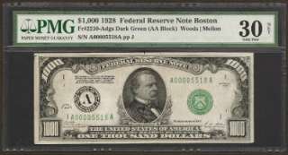 1928 Boston District $1000 One Thousand PMG VF 30  