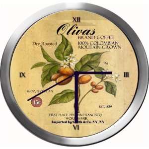  OLIVAS 14 Inch Coffee Metal Clock Quartz Movement Kitchen 