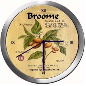  BROOME 14 Inch Coffee Metal Clock Quartz Movement Kitchen 