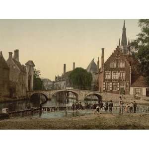  Travel Poster   Convent bridge and the spire of Notre Dame Bruges 