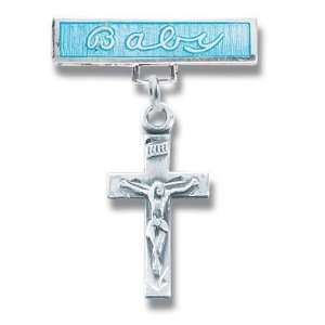   Baby Infant Pins Godchild Religious Mary Angel Boy Blue Jewelry