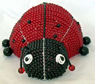 Lamp Lady Bug Wire & Beaded Sculpture Grass Roots Beadworx  