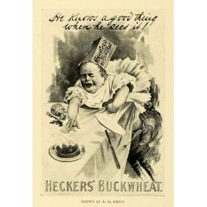 1895 Print E. H. Kiefer Heckers Buckwheat Baby Flour 
