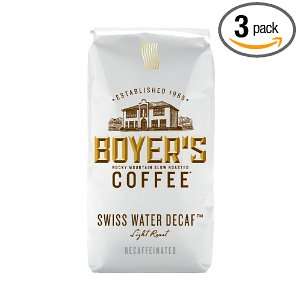 Boyers Coffee Swiss Water Decaf, 12 Ounce Bags (Pack of 3)  