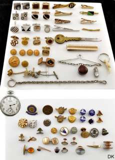   Jewelry Costume Lot Cufflinks Tie Tacks Brass Buttons & Other Acces