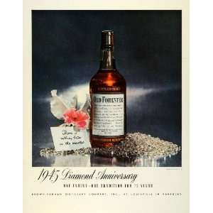  1945 Ad Brown Forman Distillery Louisville Diamonds Old 