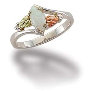   Sterling Silver Opal Ring with Black Hills Gold Leaves   LR2948SS