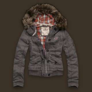NWT Hollister HCO Abercrombie Faux Fur Trim Hooded Jacket Sz L  
