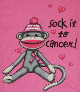 Breast Cancer Sock Monkey Womens Pink Fitted T Shirt  