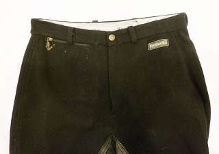   genuine leather full seat breeches, Black, Size 30 / 32  