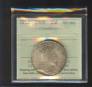 1909 Newfoundland 50 cents ICCS MS60 D132  