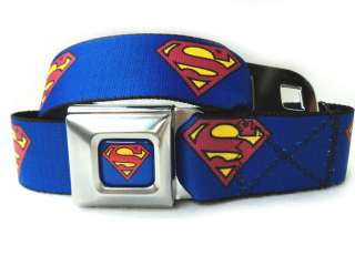 DC Comics Superman Shield Blue Seatbelt Belt and Buckle  