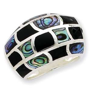  Sterling Silver Abalone & Enamel Ring Size 6 Jewelry