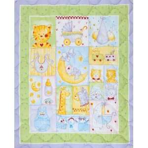  42 Wide Baby Moon Double Sided Quilted Block Panel Green 