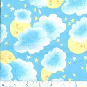  45 Wide Flannel Full Moon & Stars Sky Fabric By The Yard 