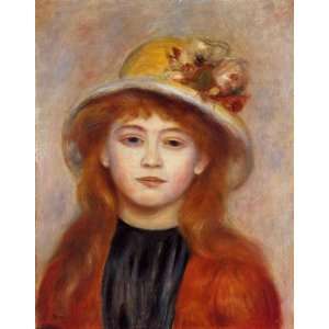 Oil Painting Woman Wearing a Hat Pierre Auguste Renoir Hand Painted 
