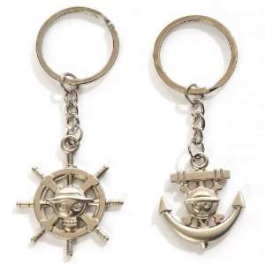  Skull & Wheel Anchor Key Ring Chain Keyring 2pcs Toys 