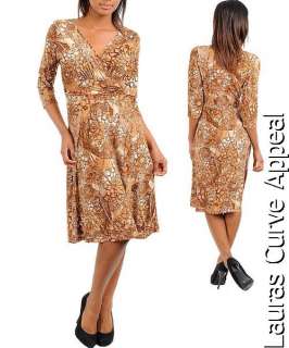   Nina Piu Size Large XL 10/12 Brown Cream Lined Career Dress  
