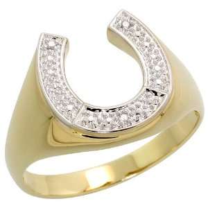  10K Gold Horse Shoe Mens Ring, w/ Brilliant Cut Diamonds 