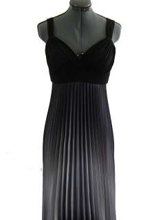 Betsy & Adam Black & Silver Pleated Evening Gown Dress Size 8  