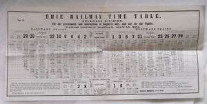 1864 Erie Railway Time Table New York Buffalo Employee original 