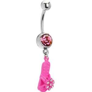  Paradise Pink Summer Sandal Dangle Belly Ring Jewelry