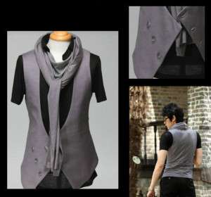 Stylish mens special design slim fit fashion vest Grey  
