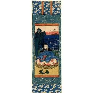  1830 Japanese Print Sugawara Michizane sitting on a 