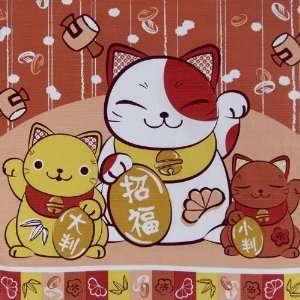  Fabric   Maneki neko (Lucky cats)   Orange Arts, Crafts 
