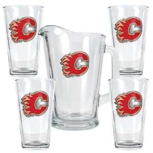  Calgary Flames NHL Pint Ale Glass   Primary Logo Sports 