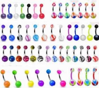 WHOLESALE 25 BELLY RINGS 14 GA ALL DIFFERENT UV GLOW +  