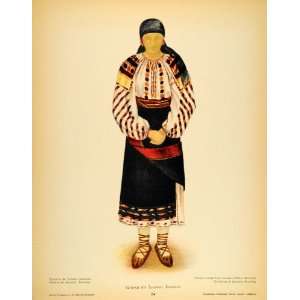  1937 Folk Costume Romanian Woman Suceava Bucovina Print 