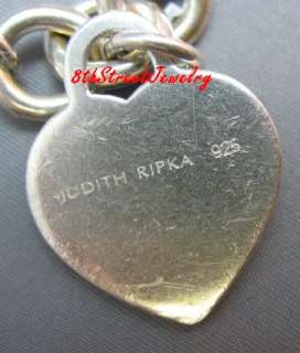 Judith Ripka Sterling Silver 925 Heart Charm Link Bracelet 8  