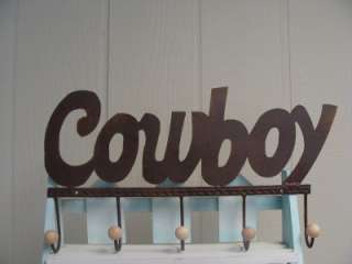Metal Cowboy Western Barn Tin Sign Cup Holder Hook 17  