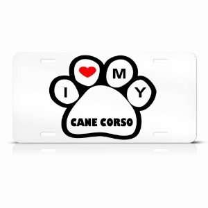 Cane Corso Dog Dogs White Novelty Animal Metal License Plate Wall Sign 