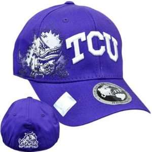  Texas Christian Horned Frogs Hat Cap Flex Fit Stretch Top World Purple