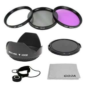   58MM Vivitar Filter Kit (UV, Polarizing, Fluorescent) + Tulip Lens