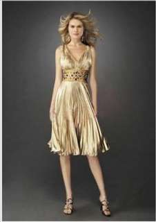   Womens shiny Sequin Wedding Evening Formal Prom Short Golden Dress