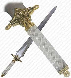 St Michaels Blessed Sword W/ Brass Hilt Leather Sheath  