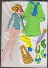 oz Packet of paper doll and clothing, Plastic stick on clothing