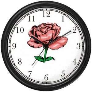  Pink Rose   Flower Wall Clock by WatchBuddy Timepieces 