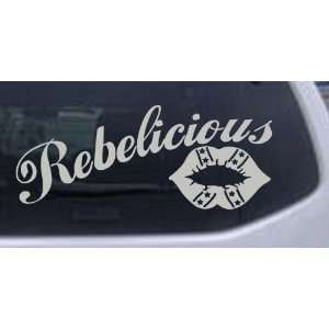 Rebelicious Dixie Lips Car Window Wall Laptop Decal Sticker    Silver 