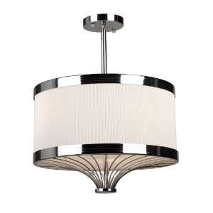 Martinique Collection 3 Light 20 Chrome Semi Flush with White Pleated 