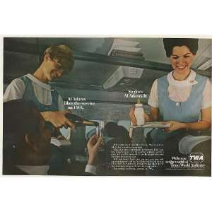  1967 TWA Airlines Stewardesses Serve Al Adams Double Page 