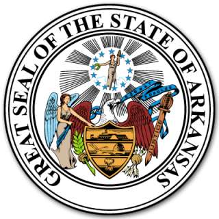 Arkansas State Seal Flag bumper sticker decal 4 x 4  