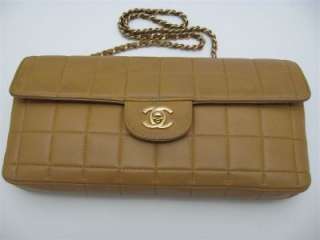   Vintage Camel Brown Lambskin Leather Shoulder Bag Handbag / Clutch
