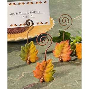  Colored Leaf Placecard Holders with Crystal Accents 
