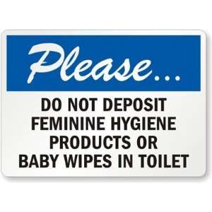   Or Baby Wipes In Toilet Plastic Sign, 10 x 7